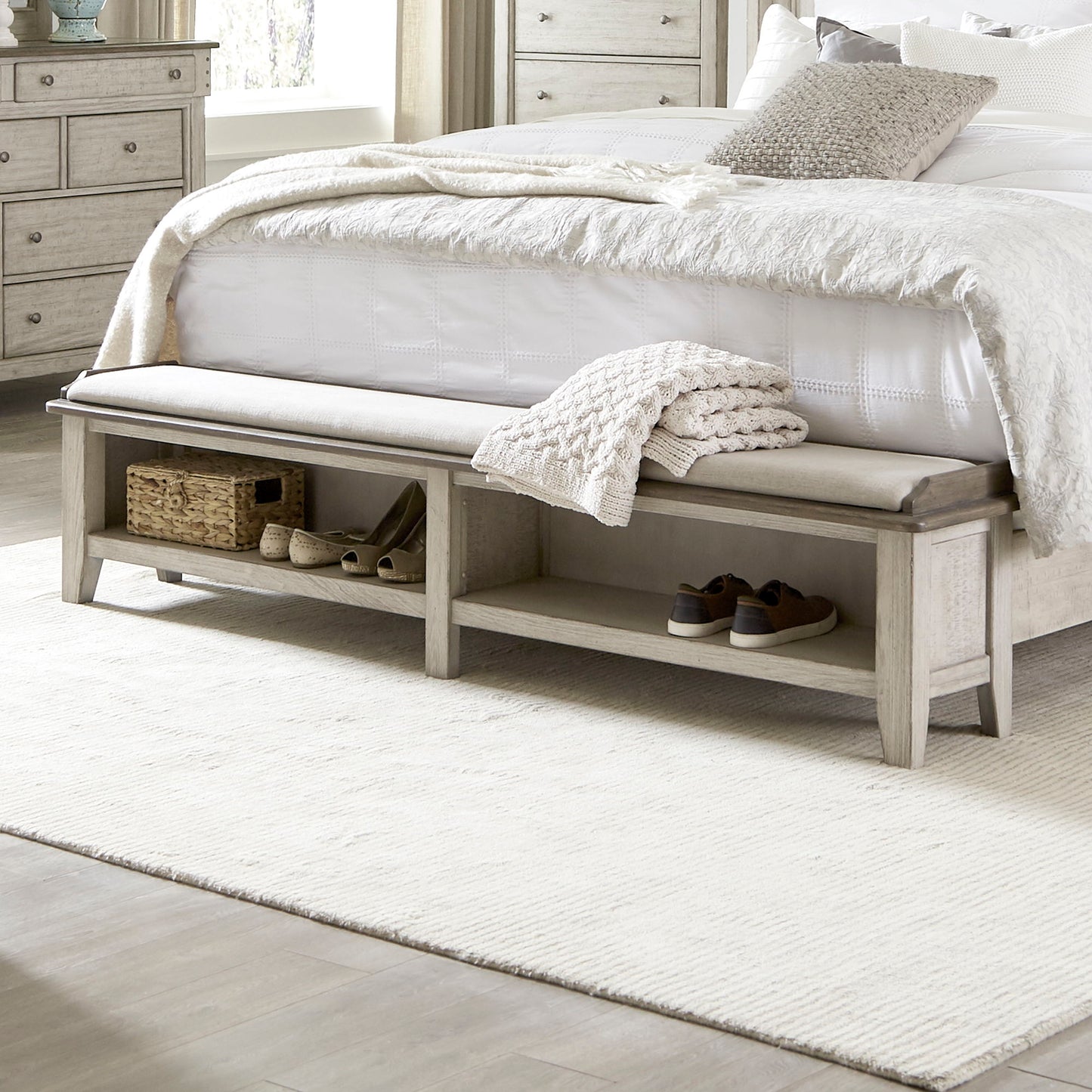 Ivy Hollow - King Panel Footboard - Weathered Linen / Dusty Taupe