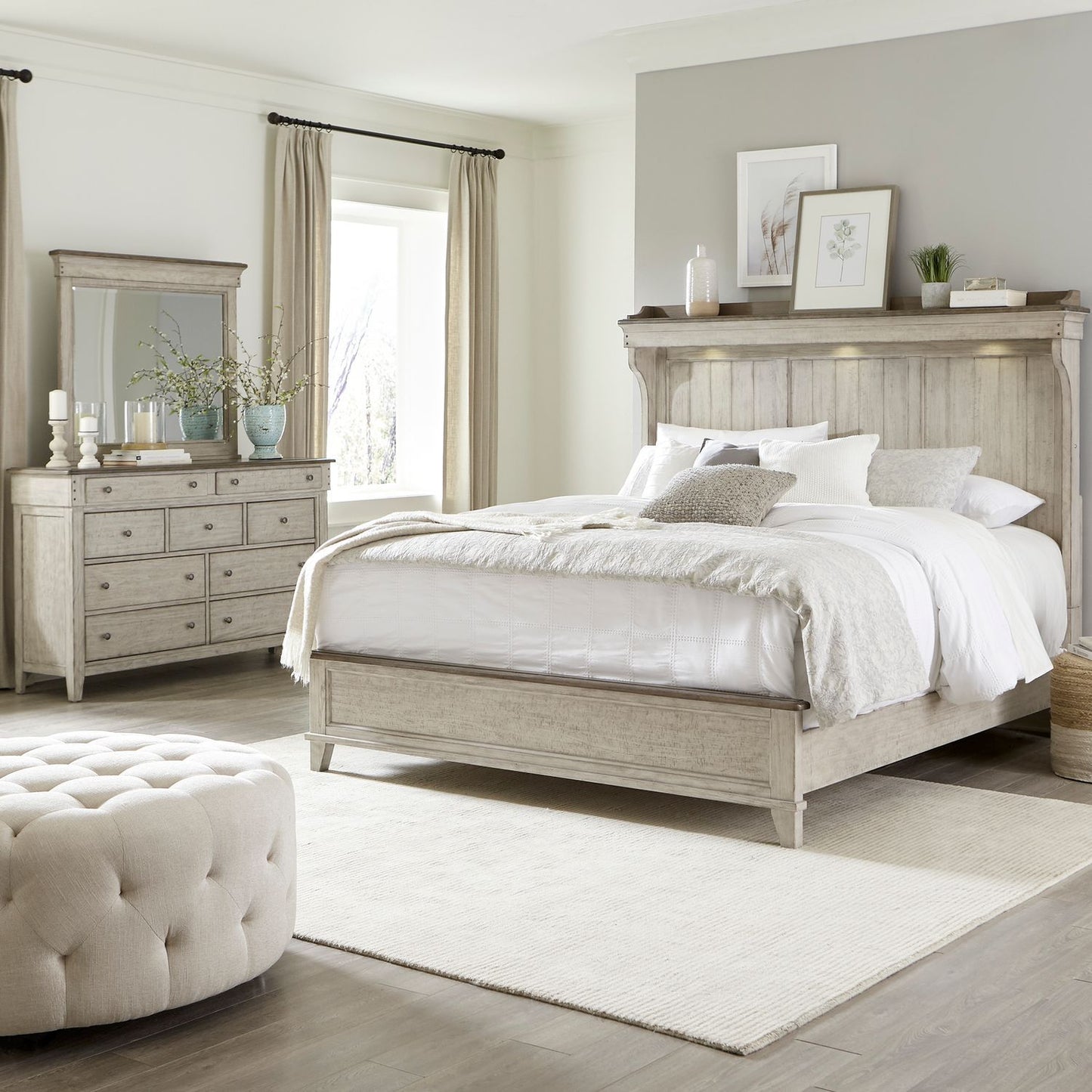 Ivy Hollow - California King Mantle Bed Rails - Weathered Linen / Dusty Taupe