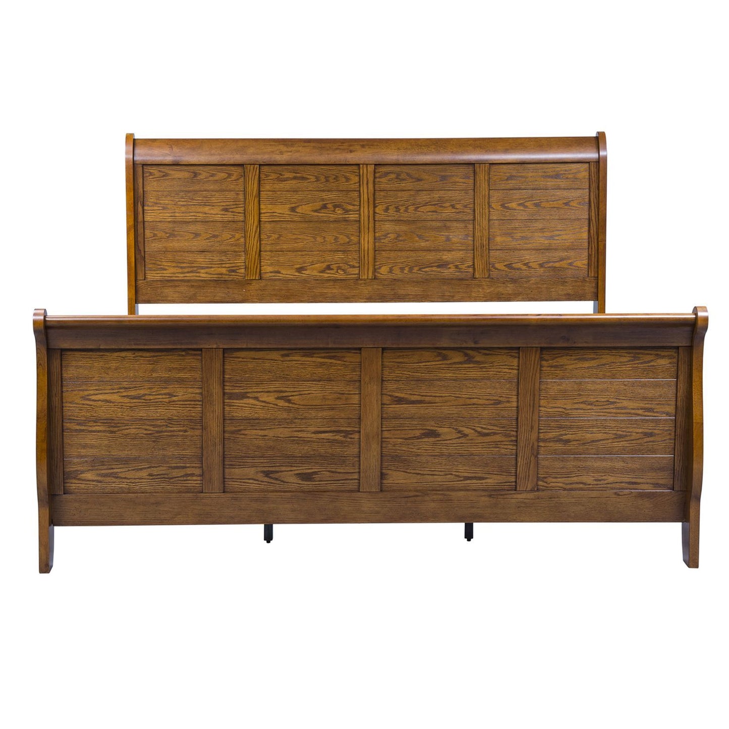 Grandpas Cabin - King Sleigh Headboard & Footboard - Aged Oak