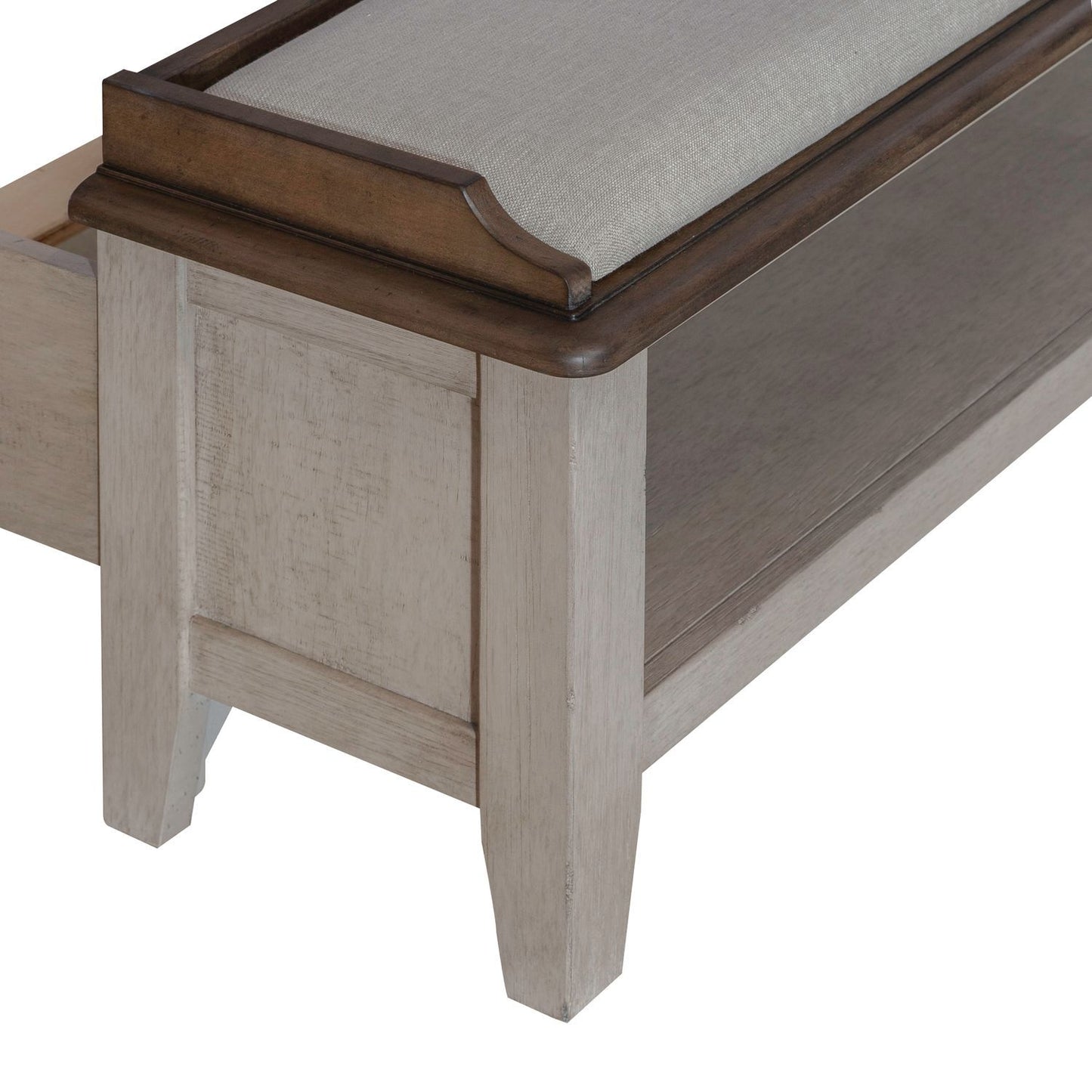 Ivy Hollow - Queen Upholstered Bench Footboard - Weathered Linen / Dusty Taupe