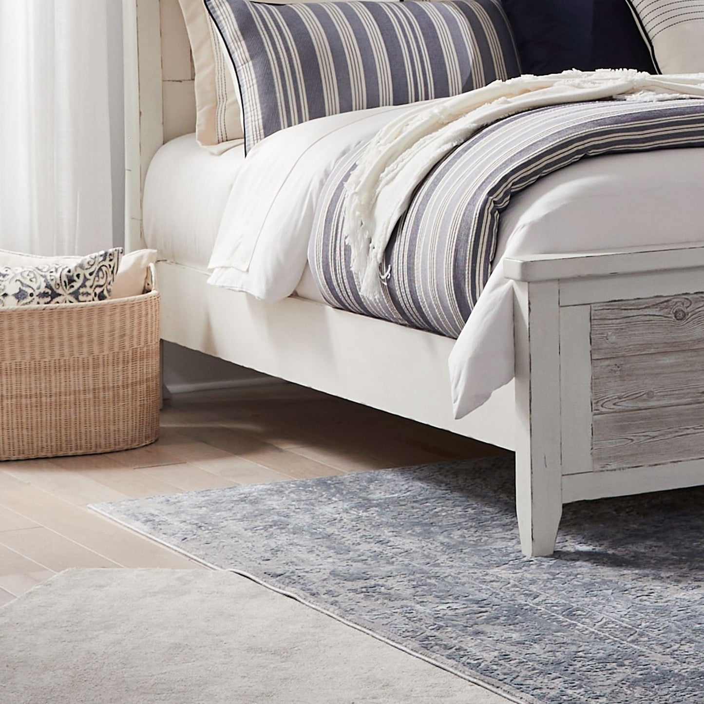 Backroads - California King Sleigh Bed Rails - Weathered White & Parchment Brown