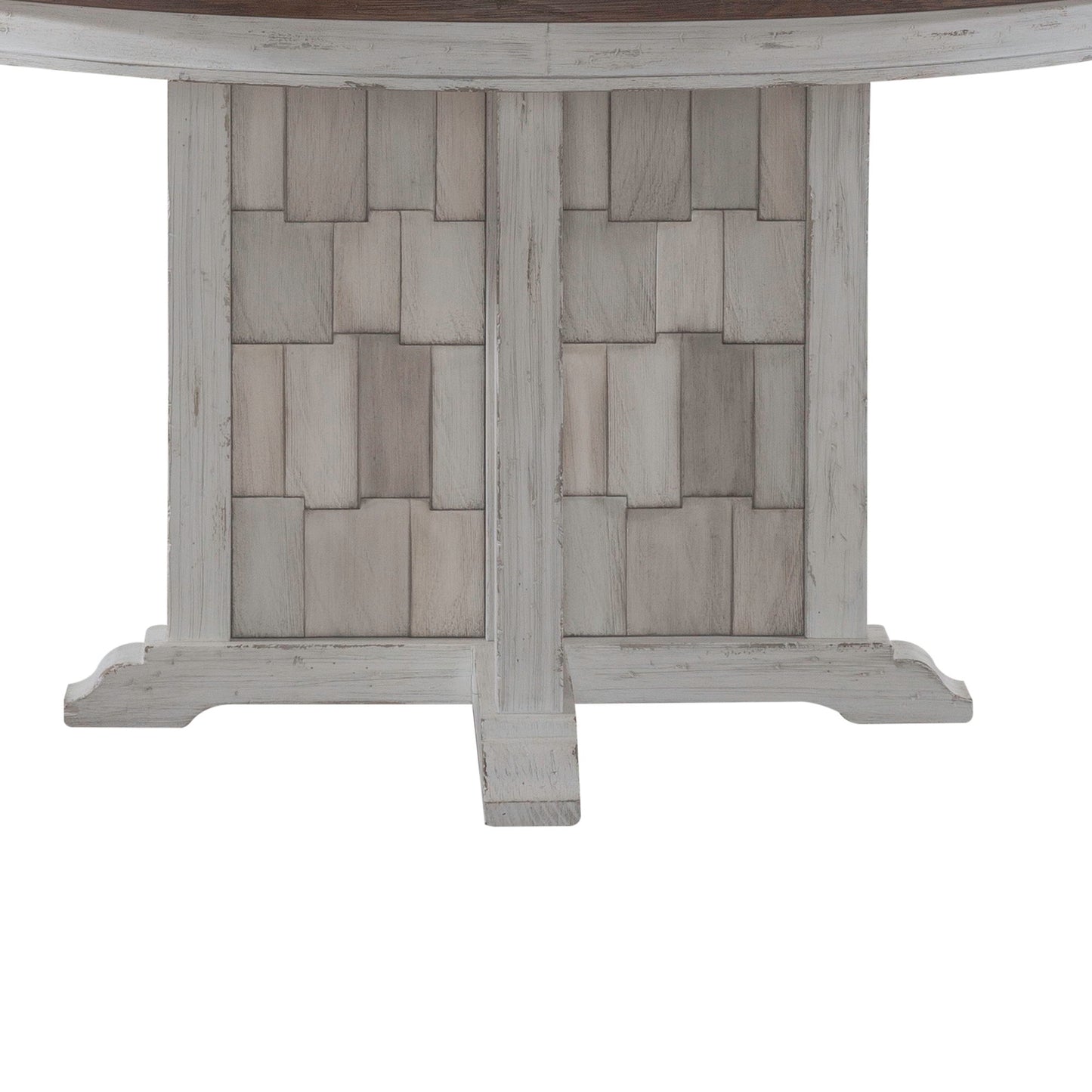 River Place - Round Pedestal Table Base - Riverstone White & Tobacco