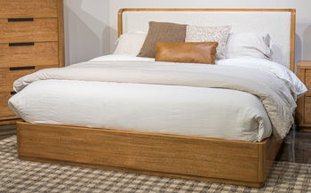 Pamaria - Queen Upholstered Headboard/Footboard/Slats - Light Brown
