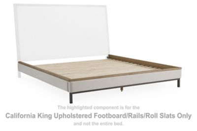Tomtyn - California King Upholstered Footboard/Rails/Roll Slats - Light Brown