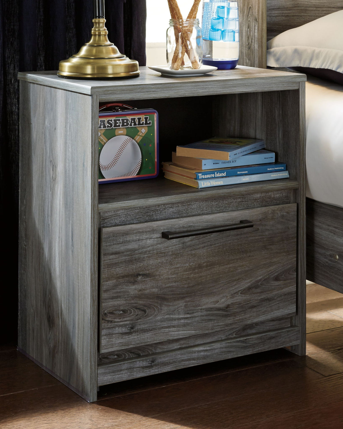 Baystorm - One Drawer Night Stand - Gray