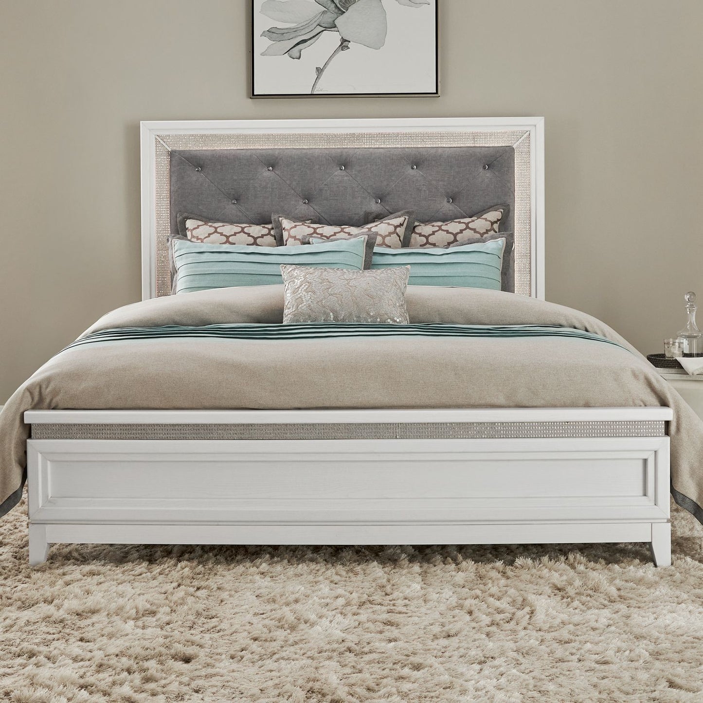 Reflections - Rails Panel Bed - Pearl White
