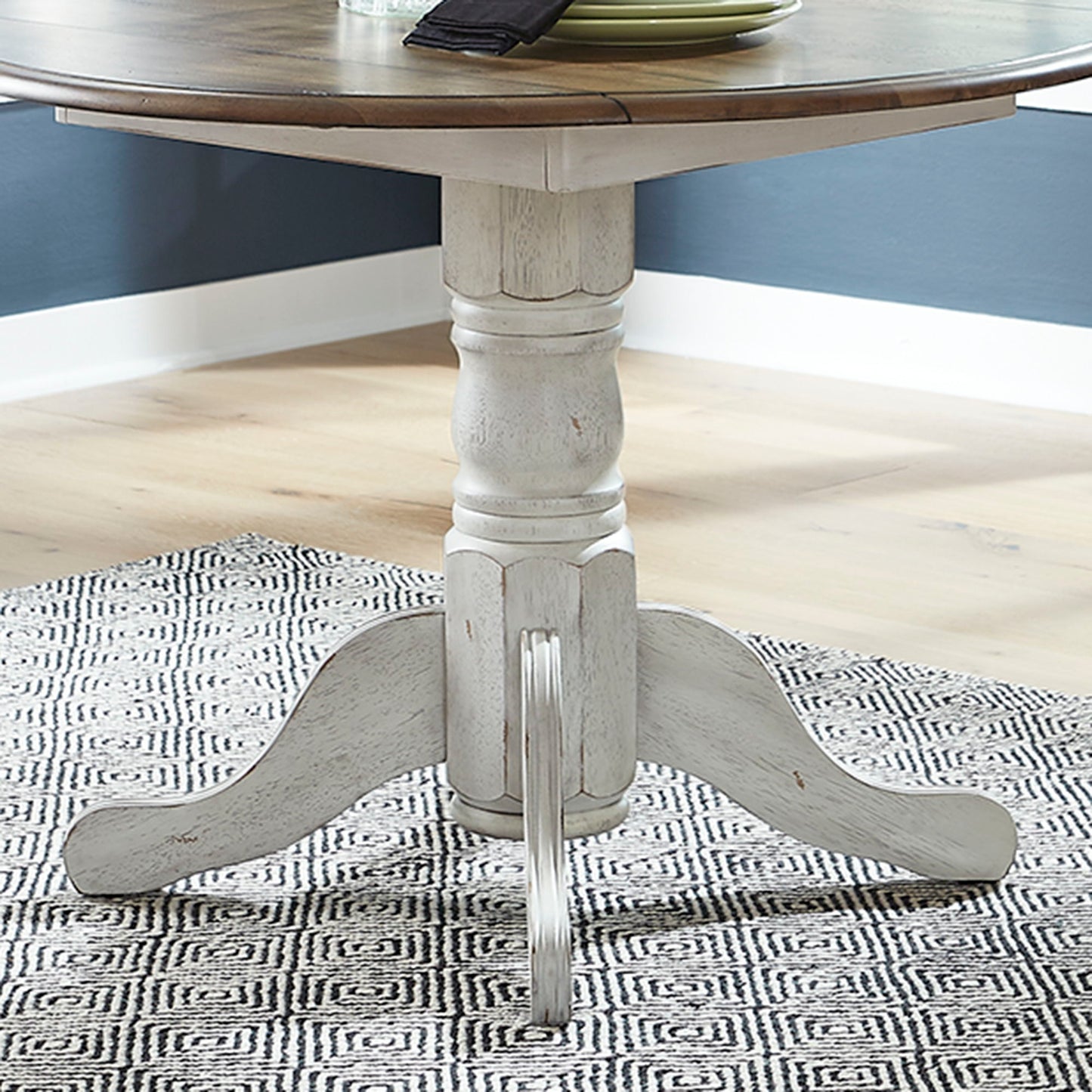 Carolina Crossing - Drop Leaf Table Base - White / Antique Honey