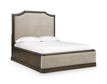 Wickenger - Queen Upholstered Panel Headboard - Dark Brown