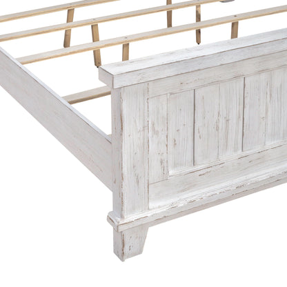 River Place - Queen Panel Footboard - Riverstone White & Tobacco
