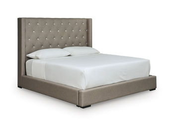 Brensley - King Upholstered Storage Footboard/Rails - Taupe