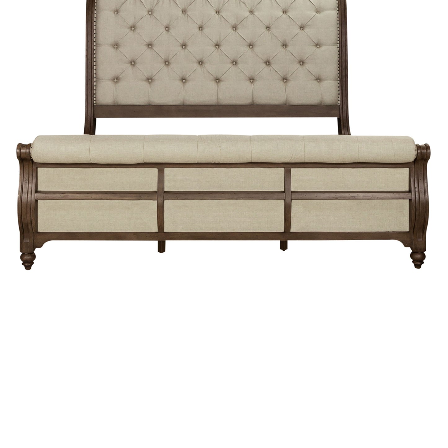 Americana Farmhouse - Queen Upholstered Sleigh Footboard - Light Brown