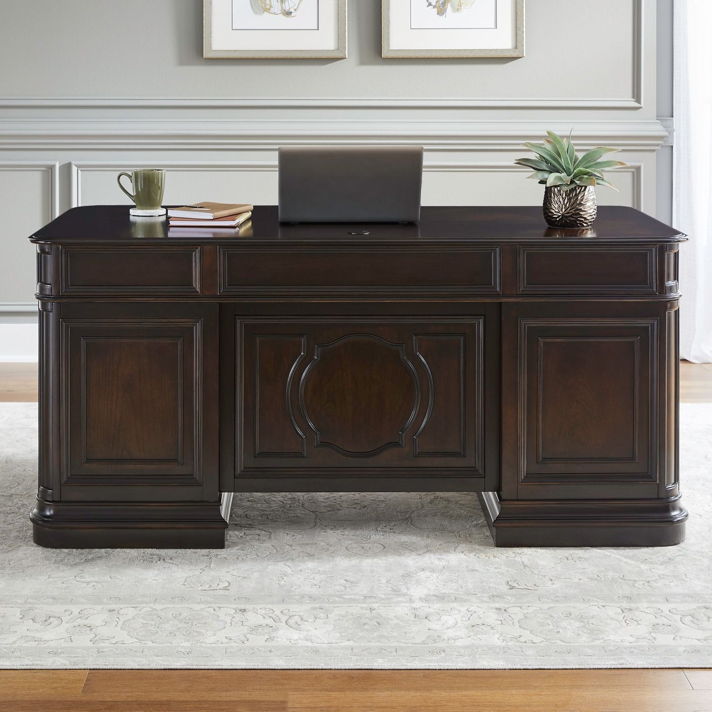 Brayton Manor - Jr Executive Desk Base - Cognac