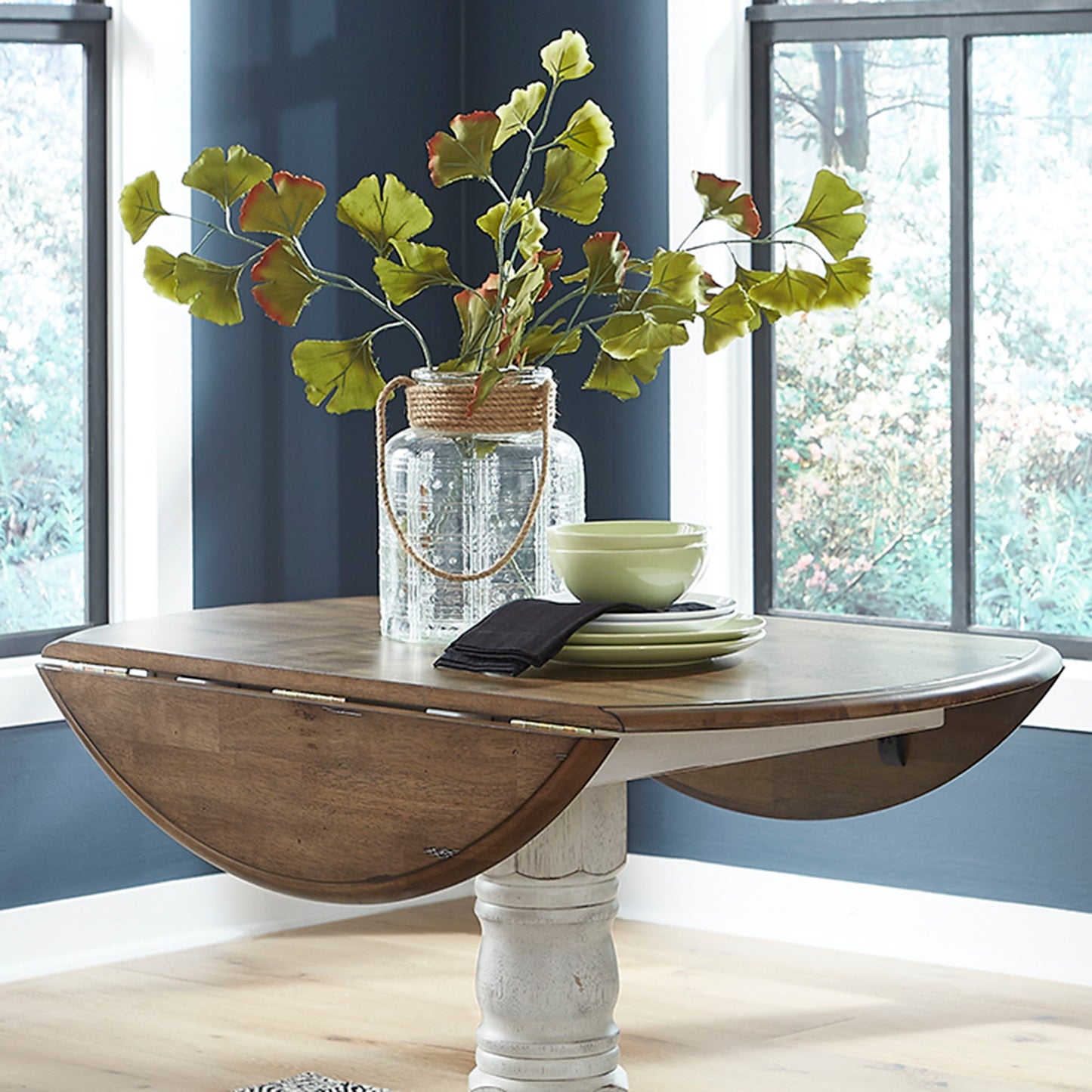 Carolina Crossing - Drop Leaf Table Top - White / Antique Honey