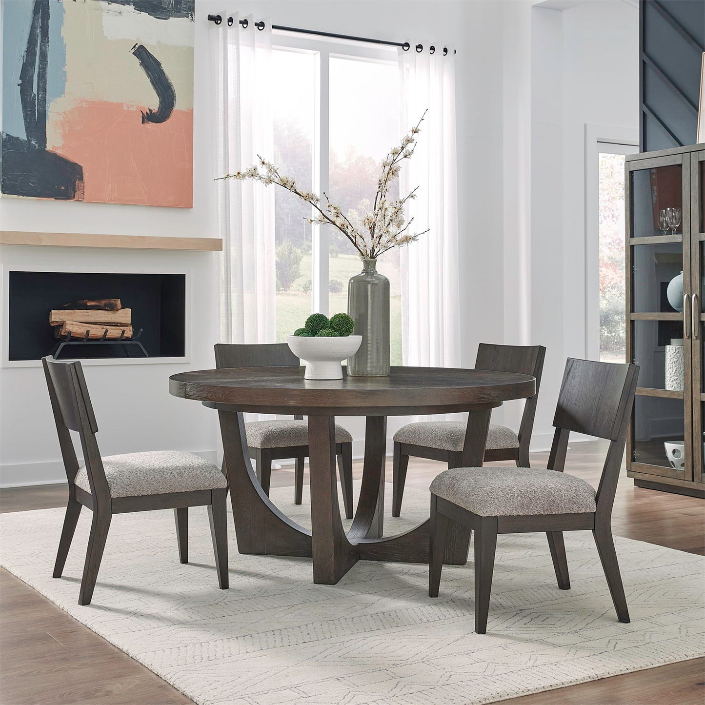 Cascade Falls - 5 Piece Pedestal Table Set - Satin Espresso / Brown