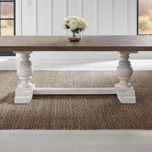 River Place - Trestle Table Base - Riverstone White & Tobacco