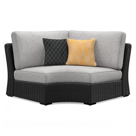 Beachcroft - Curved Corner Chair With Cushion - Black / Light Gray