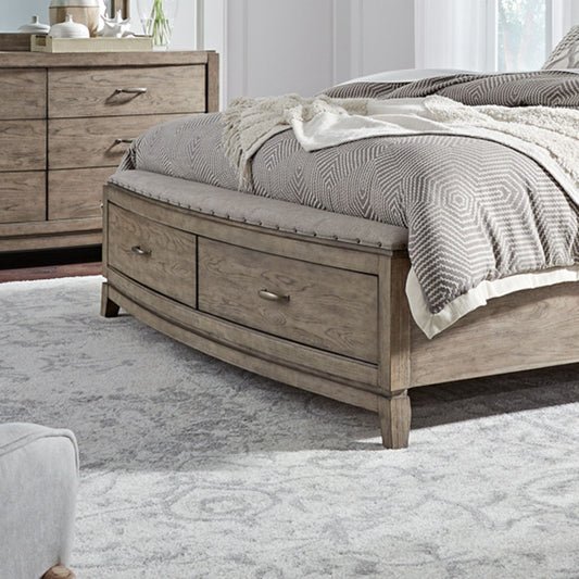 Avalon - King Storage Footboard With Slatroll - Burnished Beige