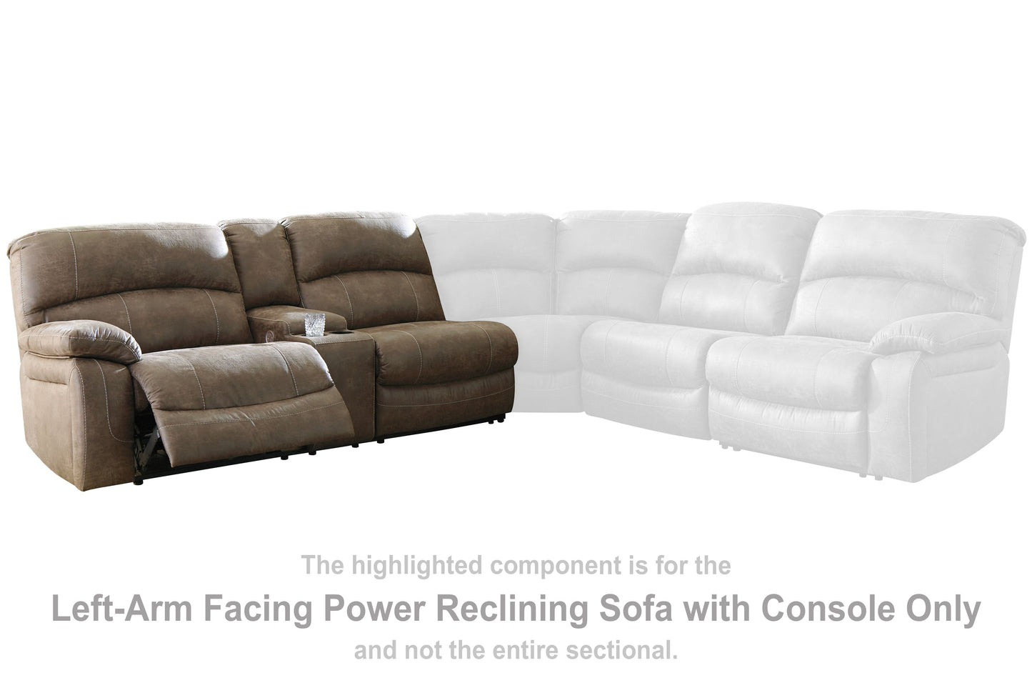Segburg - LAF REC Power Sofa w/Console - Driftwood