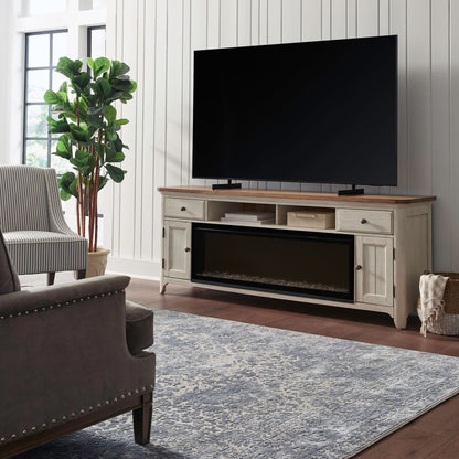 Fireplace TV Consoles - 652 80" Console With Fire FT - White