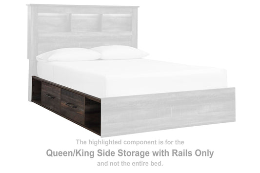 Drystan - Q/K Side Storage w/Rail - Brown / Beige