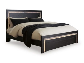 Shoralli - Lit King Panel Footboard - Black