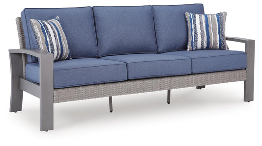 Half Moon Beach - Sofa With Cushion - Blue / Gray
