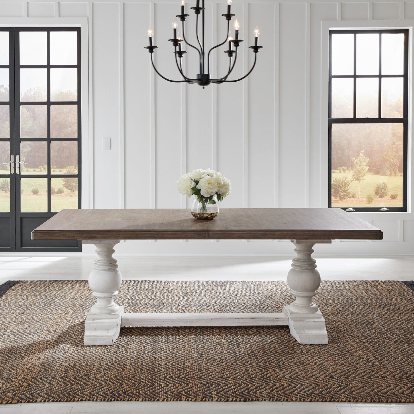 River Place - Trestle Table Top - Riverstone White & Tobacco