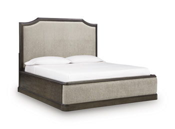 Wickenger - King/California King Upholstered Footboard With Roll Slats - Dark Brown