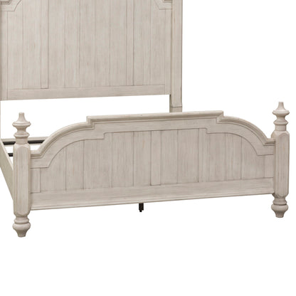 Farmhouse Reimagined - King Poster Footboard - Antique White / Chestnut Tops