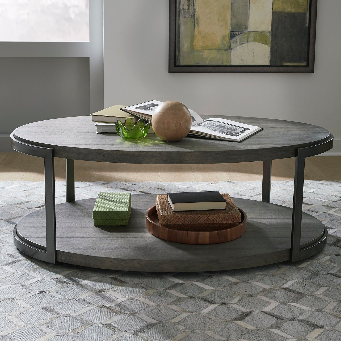 Modern View - Oval Cocktail Table Base - Gauntlet Gray