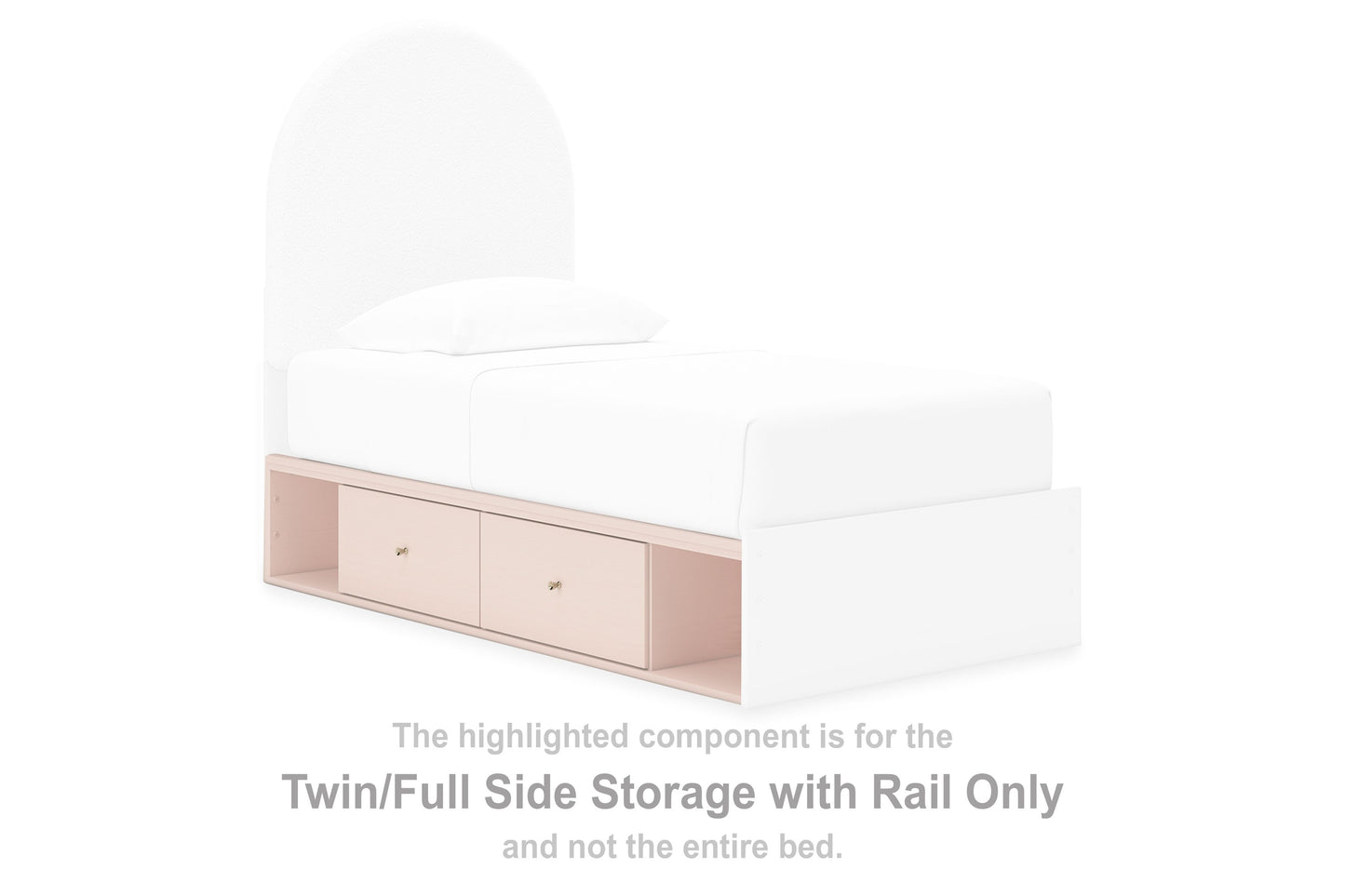 Wistenpine - Blush - Twin/Full Side Storage With Rail