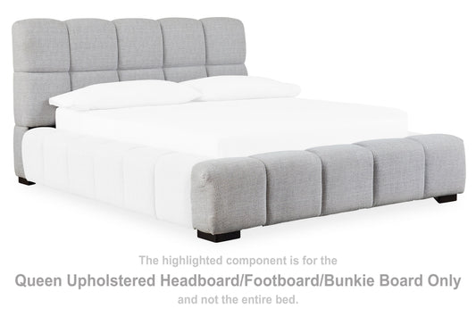 Grendusk - Queen Upholstered Headboard / Footboard / Bunkie Board - Light Gray