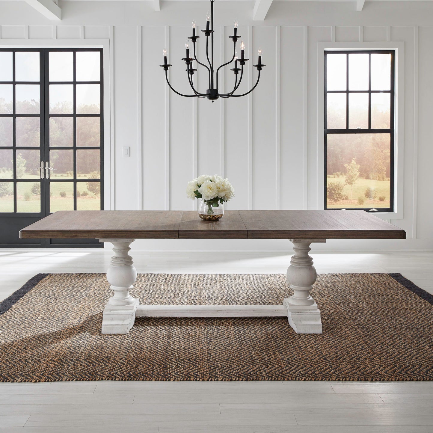 River Place - Trestle Table Top - Riverstone White & Tobacco