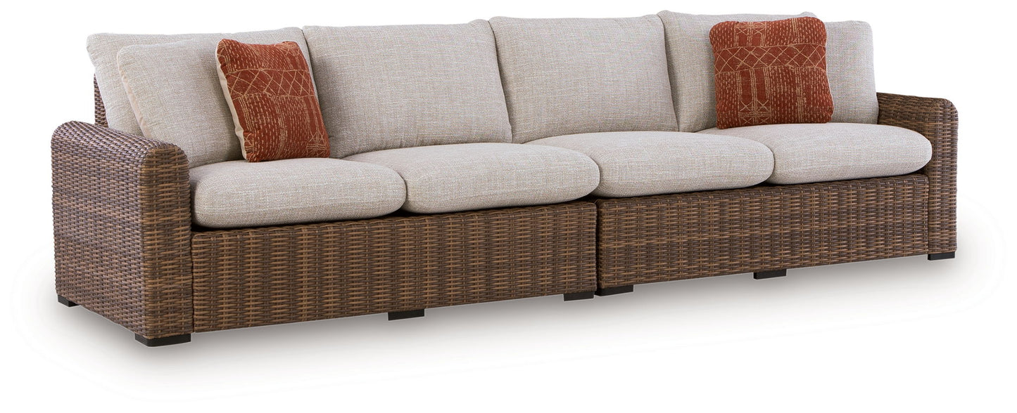 Dolan Creek - RAF/LAF Loveseat With Cushion (Set of 2) - Beige / Brown