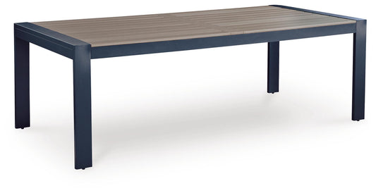 East Beach - Rectangular Dining Table With Umbrella Option - Blue