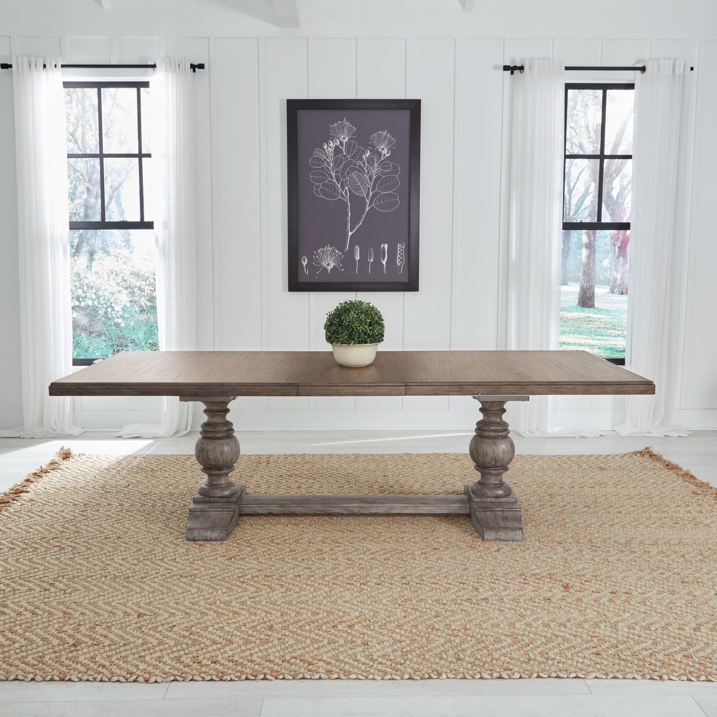 River Place - Trestle Table Top - Riverstone Gray & Tobacco