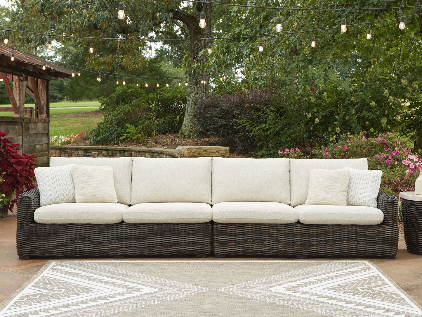 Kimora - Raf/Laf Loveseat With Cushion (Set of 2) - Beige / Dark Brown