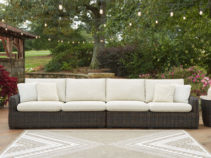 Kimora - Raf/Laf Loveseat With Cushion (Set of 2) - Beige / Dark Brown