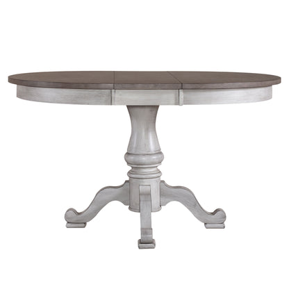 Ocean Isle - Single Pedestal Table Top - Antique White / Dark Brown