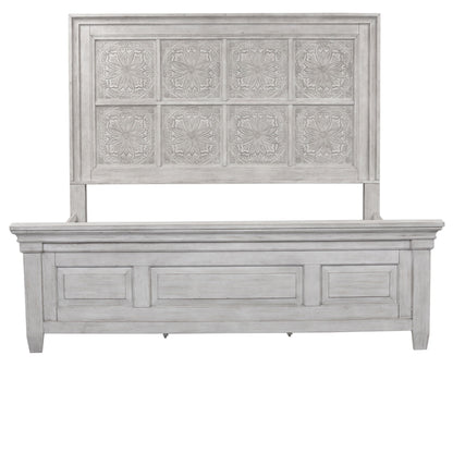Heartland - King Panel Footboard - Antique White / Tobacco Tops