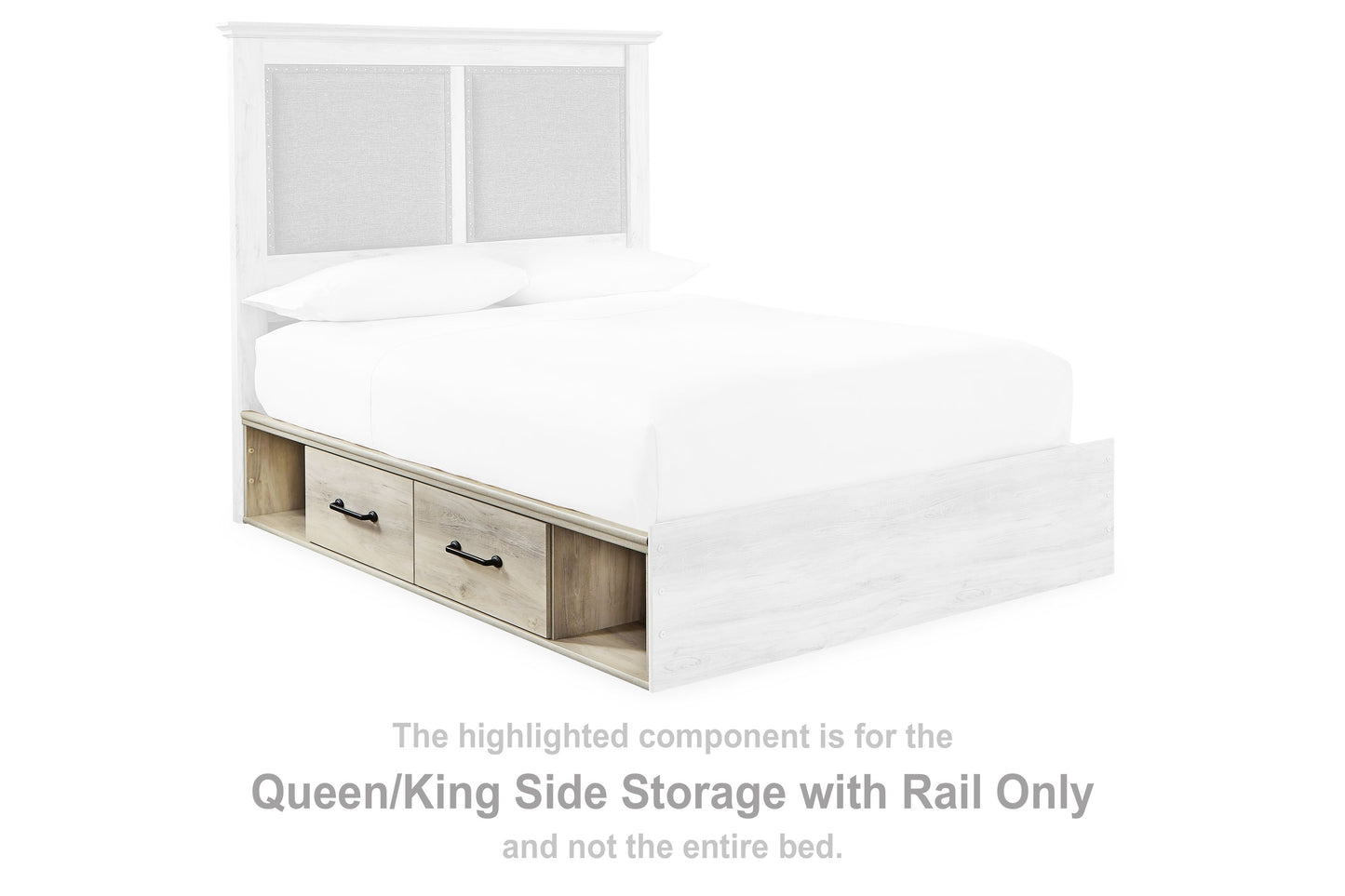 Cambeck - Q/K Side Storage w/Rail - Whitewash