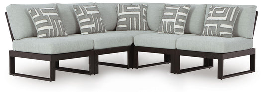 Beachloft - 5-Piece Outdoor Sectional - Black / Gray