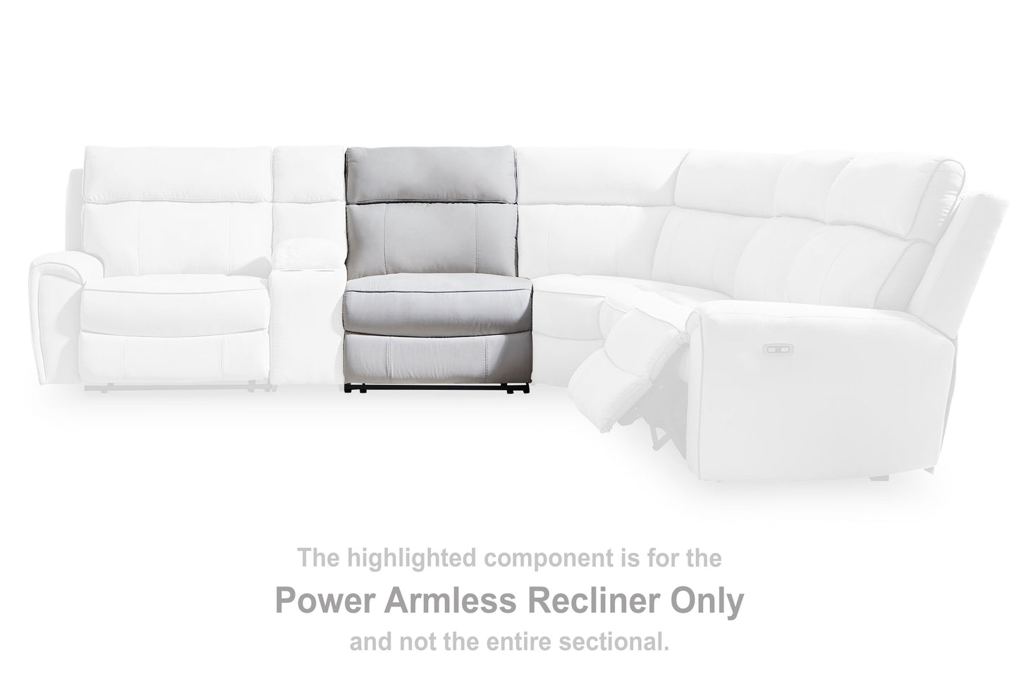 Social Pointe - Power Armless Recler With Adjustable Headrest - Pearl / Ash