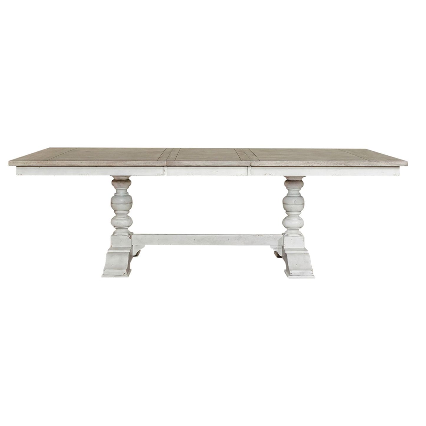 Whitney - Trestle Table Base - Antique Linen / Weathered Gray