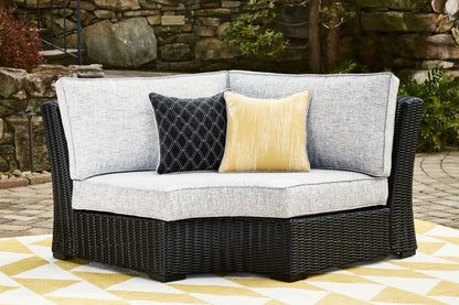 Beachcroft - Curved Corner Chair With Cushion - Black / Light Gray
