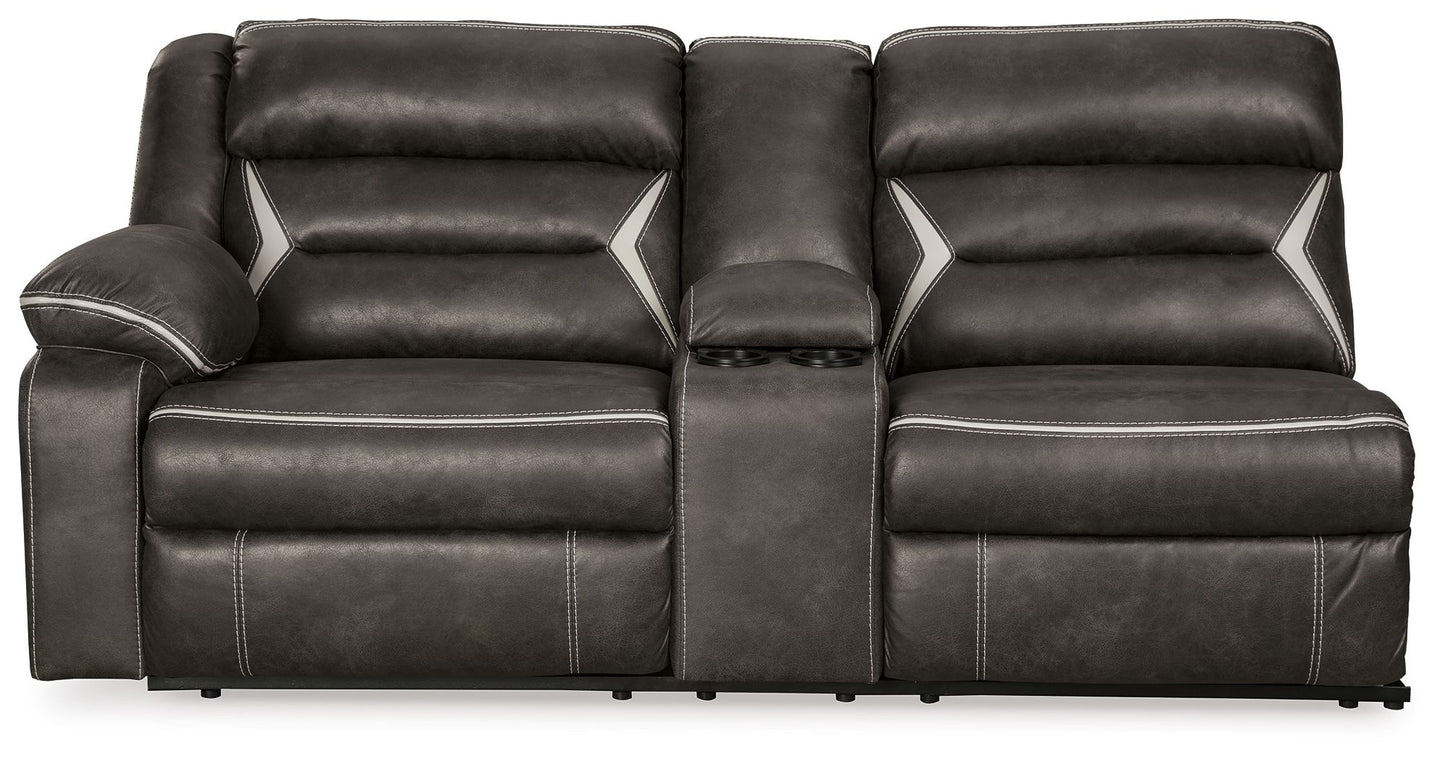 Kincord - Laf Rec Power Sofa W/Console - Midnight