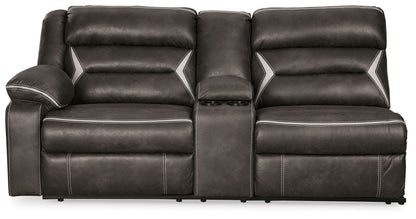 Kincord - Laf Rec Power Sofa W/Console - Midnight