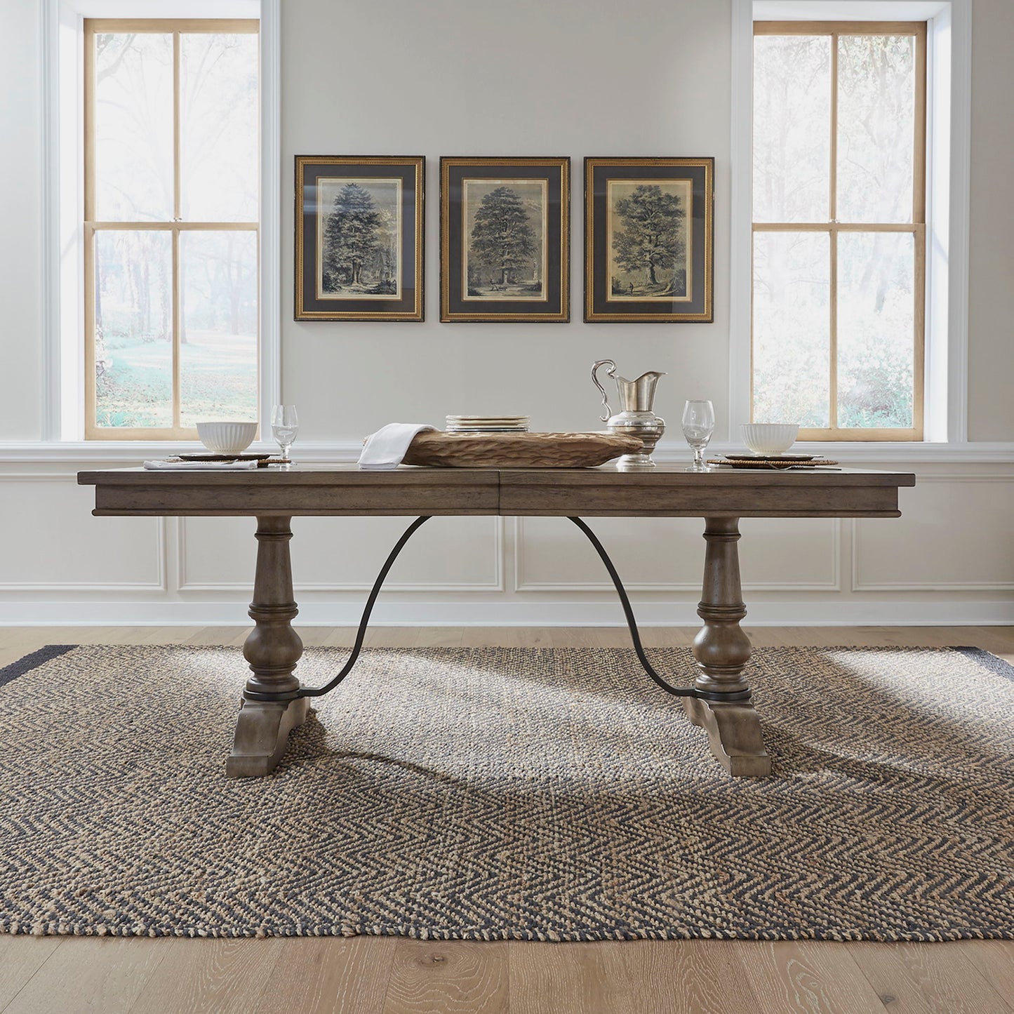 Americana Farmhouse - Trestle Table Base - Light Brown
