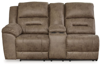 Ravenel - Laf Dbl Reclining Power Loveseat With Console - Faux Leather - Fossil