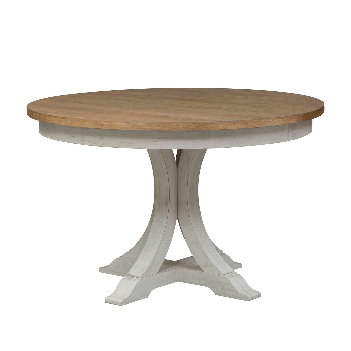 Farmhouse Reimagined - Oval Pedestal Table Top - Antique White / Chestnut Tops